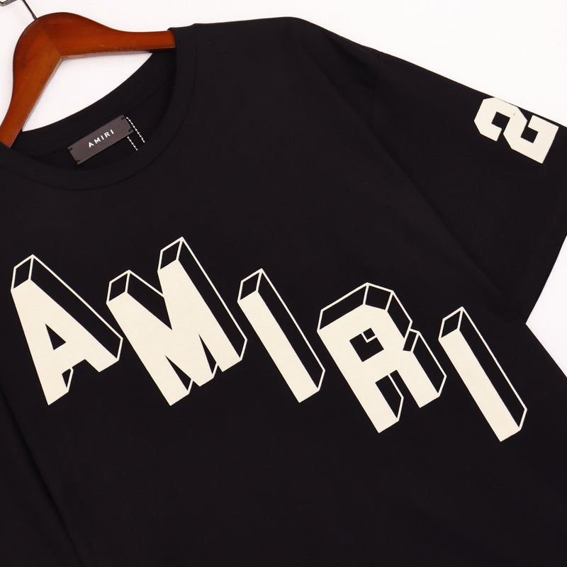 NEW-AMIRI 2025 New High Quality Cotton Flower Logo T-Shirt